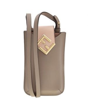 Fendi Ff Diamonds Phone Holder Bag - Natural
