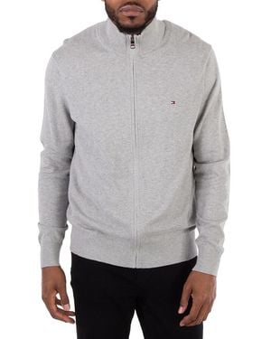 Tommy Hilfiger Cotton Cashmere Zip-Thru Cardigan - Grey