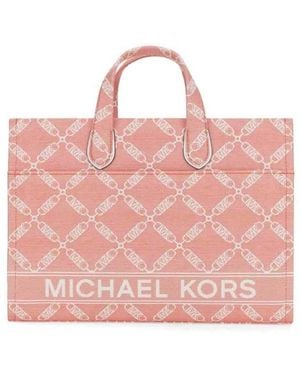 Michael Kors Large Gigi Logo Jacquard Tote Bag - Pink