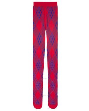 Burberry Wool-Blend Check-Pattern Tights - Red
