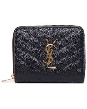 Saint Laurent Cassandre Matelasse Compact Wallet - Blue
