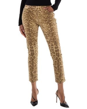 Burberry Ladies Straight Fit Leopard Print Japanese Denim Jeans, Waist - Natural