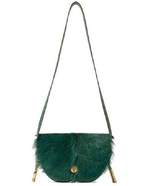 Burberry Chess Satchel Goat-Fur Crossbody Bag - Green