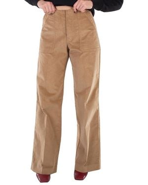 Moncler High-Waisted Straight Pants, Brand Size 40 (Us - Natural