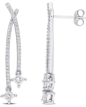 Created Forever 1 Ct Tw Princess & Round Lab Created Diamond Earrings - White