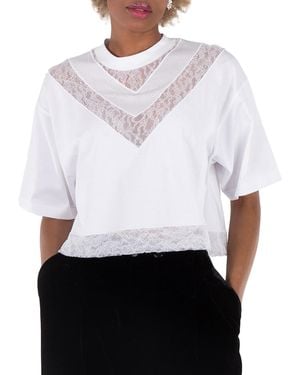 Burberry Lace V Panelled Boxy T-Shirt - White