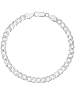 Kylie Harper Thick 8.5" Italian Sterling Diamond-Cut Pave Miami Cuban Curb Chain Bracelet - Metallic