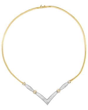 Haus of Brilliance 14K And 2.00 Cttw Round And Princess-Cut Diamond 'V' Shape Statement Necklace - Metallic