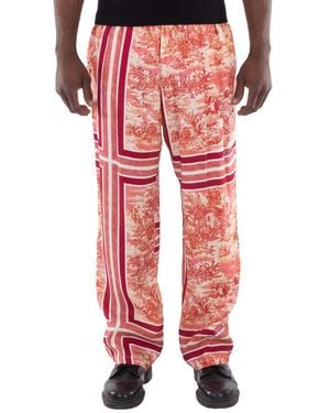 Aries Toile De Jouy Slacker Trousers, Waist - Red