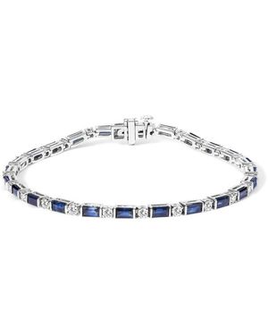 Haus of Brilliance 14K 1 1/10 Cttw Diamond And Sapphire Alternating Link Tennis Bracelet - Metallic