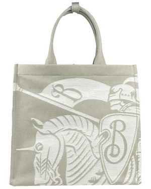 Burberry Canvas With Knight Logo Tote Bag - White