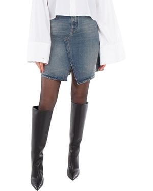 MM6 by Maison Margiela Logo Patch Faded Denim Skirt, Brand Size 38 (Us Size 4) - Blue