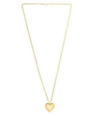 Tresorra Sterling Plated Large Puffed Heart Necklace - Metallic