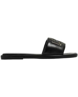 Tory Burch Double T Padded Sport Slide Sandals - Black