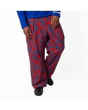 Burberry Rose Print Cotton Trousers - Red