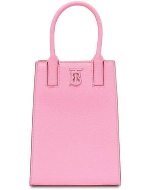 Burberry Micro Grainy Leather Frances Tote - Pink