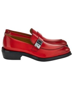 Ferragamo Gancini Ornament Leather Loafers - Red
