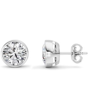 Mure And Co 4Ctw Round Shaped Lab Grown Diamond (F/Vs) Stud Earrings - Metallic