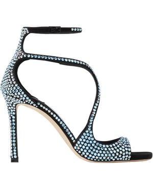 Jimmy Choo Azia 95 Crystal Embellished Sandals, Brand Size 36 Us - Blue