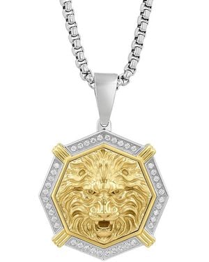 Robert Alton 1/4 Ctw Stainless Steel Diamond Lion Pendant - Metallic