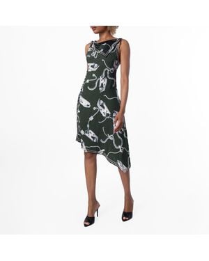 Burberry Knight Hardware Printed Sleeveles Dress, Brand Size 10 Us - Green