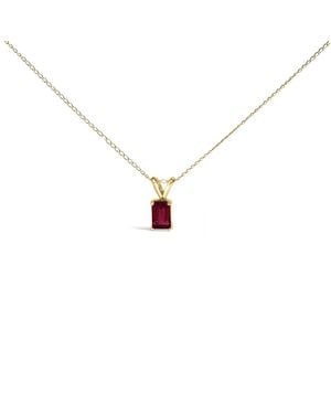 Haus of Brilliance 14K 6X4Mm Emerald Cut Ruby Solitaire Pendant Necklace - Metallic