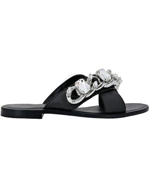 Philipp Plein Crystal Chain Flat Leather S - Black