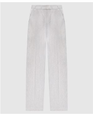 Brunello Cucinelli Striped Linen Cotton Trousers, Brand Size 44 (Us - White