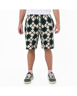 Burberry Knitted Argyle Pattern Cotton Shorts - Green