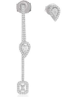 Messika My Twin Hook And Stud Diamond Earrings - White