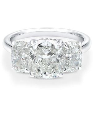 Brilliant Diamond 4.75 Carat Cushion Lab Grown 3 Stone Engagement Diamond Ring - White
