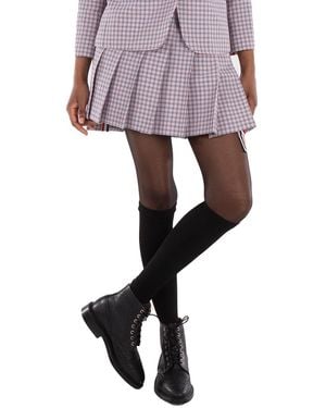 Thom Browne Check-Pattern Pleated Miniskirt - Purple