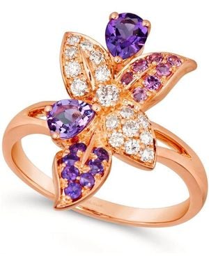 Le Vian Ladies Grape Amethyst Floral Rings Set - Blue
