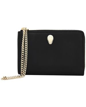 BVLGARI Serpenti Forever Zipped Leather Card Holder - Black