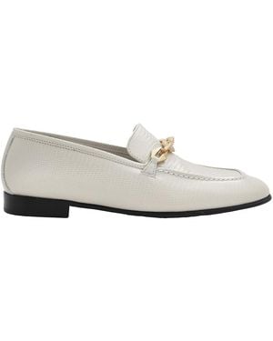Jimmy Choo Diamond Tilda Embossed Chain Loafers, Brand Size 37 Us - Natural