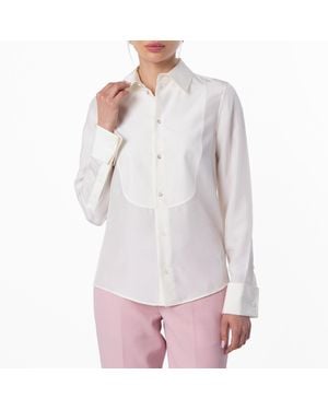 Burberry Classic Long Sleeve Silk Shirt, Brand Size 6 (Us - White