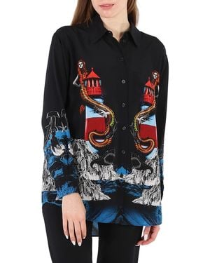 Burberry Mermaid Printed Silk Shirt - Black