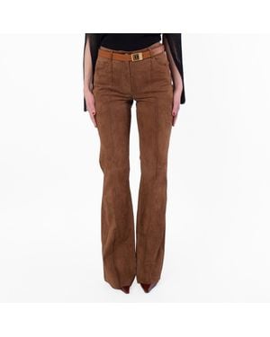 Ferragamo Ferragamo Suede Flared Trousers - Brown