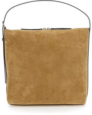 A.P.C. 'Vera' Shoulder Bag With Top Handle And Zip Closure - Natural