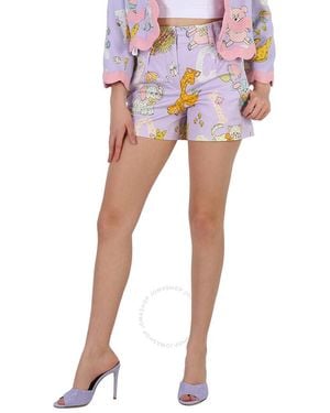 Moschino Ladies All Over Logo Circus Print Shorts, Brand Size 38 (Us Size 4) - Pink