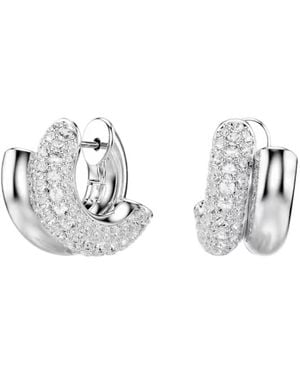 Swarovski Dextera Rhodium Plated Hoop Earrings - Metallic