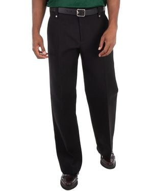 Burberry Straight Leg Wool Trousers, Brand Size 50 (Waist - Black