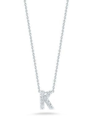 Roberto Coin 18k White Gold Tiny Treasures Diamond Letter K Pendant - Metallic