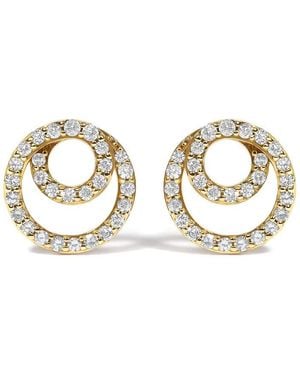 Haus of Brilliance 14K 3/8 Cttw Diamond Double Circle Stud Earrings - Metallic