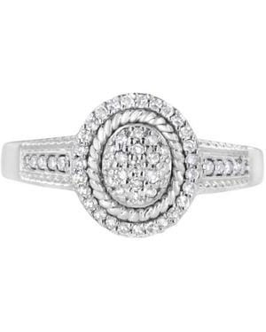 Haus of Brilliance 925 Sterling 1/3 Cttw Pave Set Round-Cut Diamond Braided Halo Cocktail Ring - Metallic