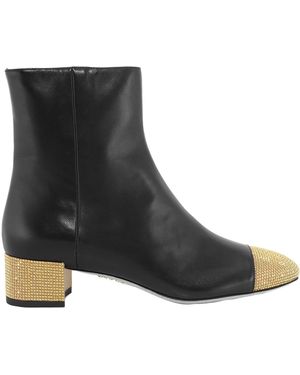 Rene Caovilla Rene Caovilla Bonnie 40 Leather Ankle Boots - Black