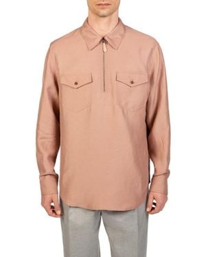 Bally Quarter Zip Long-Sleeved Utility Shirt, Brand Size 50 Us - Multicolour