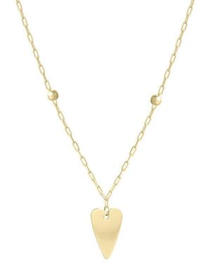Tresorra 14K Elongated Heart & Bead Station Necklace - Metallic