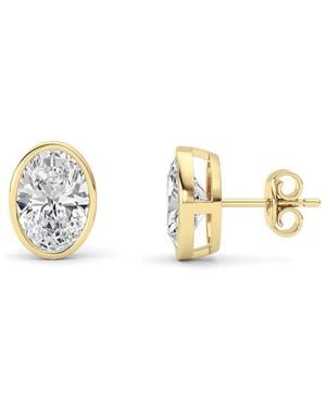 Mure And Co 4Ctw Oval Shaped Lab Grown Diamond (F/Vs) Stud Earrings - Metallic