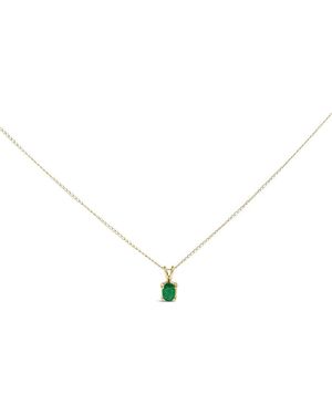 Haus of Brilliance 14K 6X4Mm Oval Shaped Emerald Solitaire Pendant Necklace - Metallic